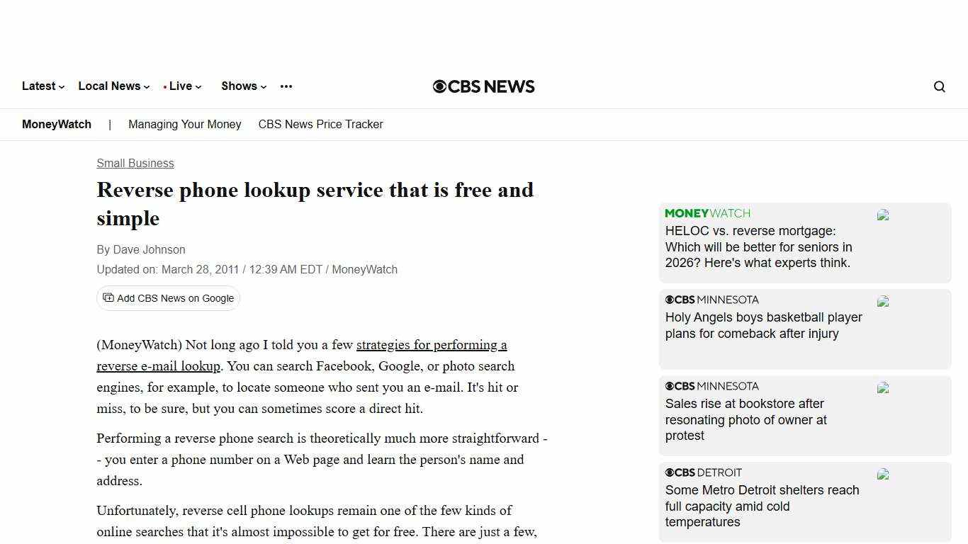 Reverse phone lookup service that is free and simple - CBS News